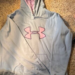 Under Armour Light blue Pullover Hoodie with Pink/purple Logo